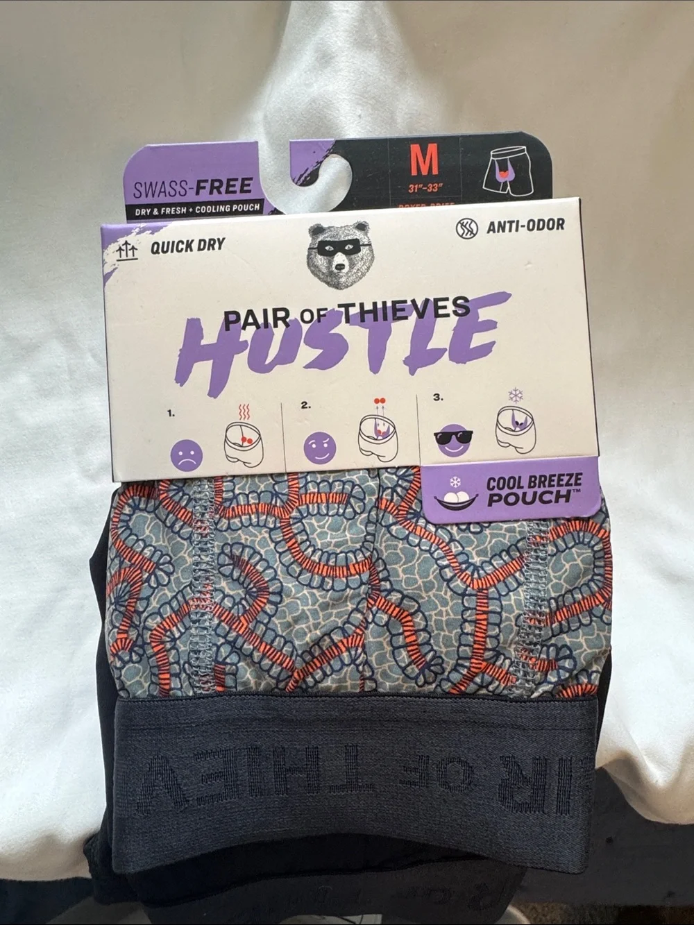 Pair of Thieves Hustle Men’s Boxer Briefs - Gray with Orange Print